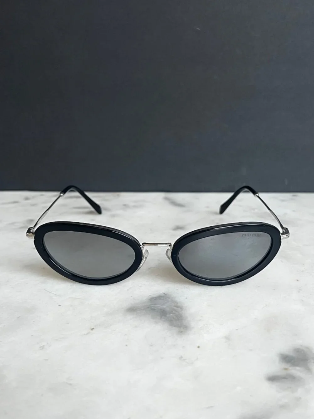 Miu Miu CORE COLLECTION MU58US Oval Sunglasses | 1344R2-OPAL AZURE - Picture 10 of 12